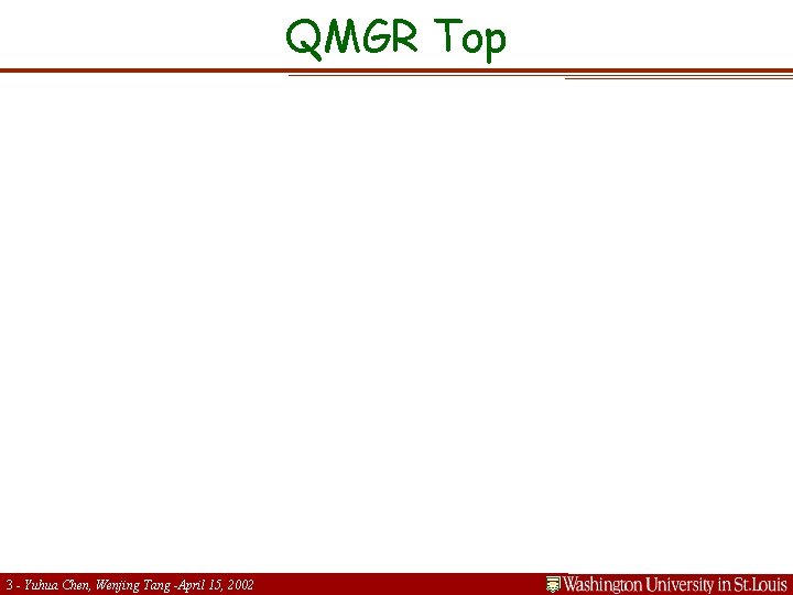 QMGR Top 3 - Yuhua Chen, Wenjing Tang -April 15, 2002 