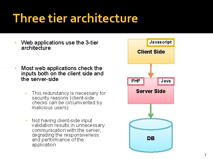 Three tier architecture • • Web applications use the 3 -tier architecture Most web Three tier architecture • • Web applications use the 3 -tier architecture Most web