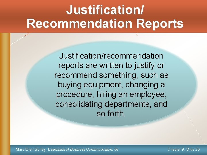 Justification/ Recommendation Reports Justification/recommendation reports are written to justify or recommend something, such as