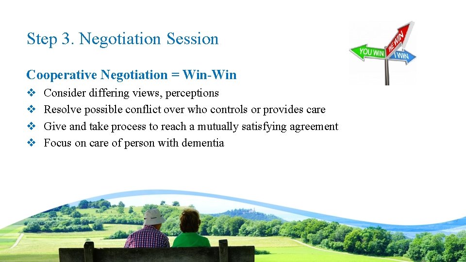 Step 3. Negotiation Session Cooperative Negotiation = Win-Win v v Consider differing views, perceptions