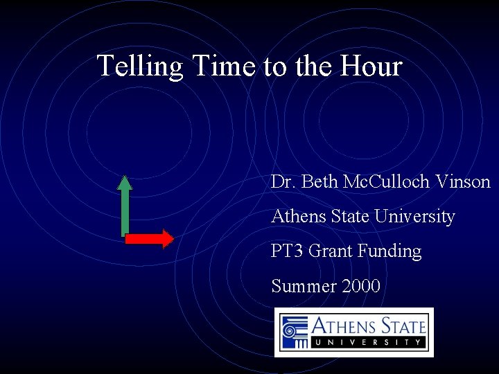 Telling Time to the Hour Dr. Beth Mc. Culloch Vinson Athens State University PT