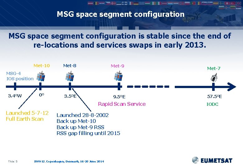 MSG space segment configuration is stable since the end of re-locations and services swaps