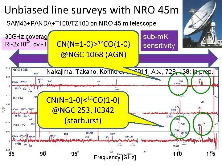 Unbiased line surveys with NRO 45 m SAM 45+PANDA+T 100/TZ 100 on NRO 45