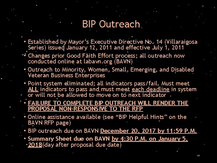 BIP Outreach • Established by Mayor’s Executive Directive No. 14 (Villaraigosa Series) issued January