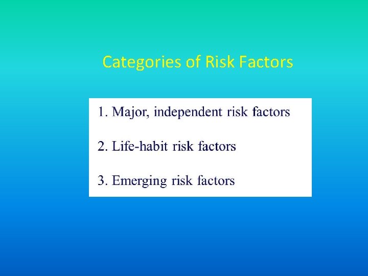 Categories of Risk Factors 