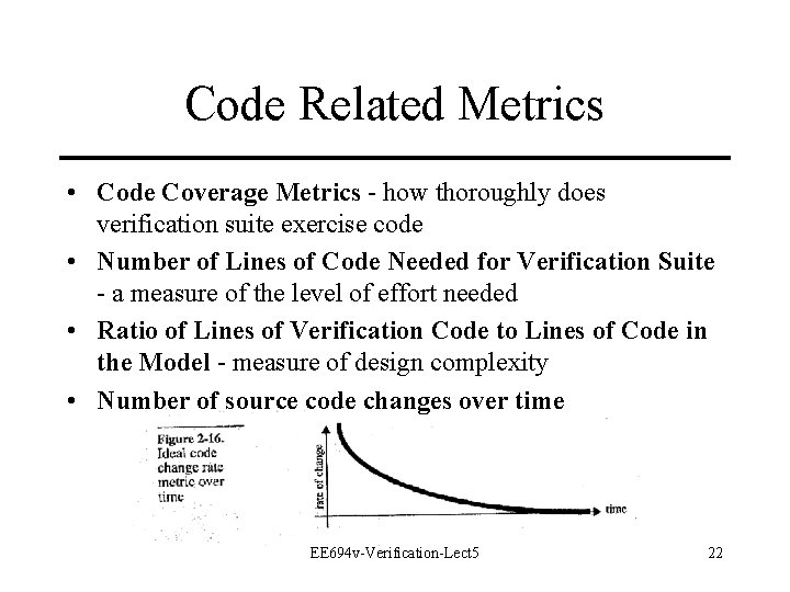 Code Related Metrics • Code Coverage Metrics - how thoroughly does verification suite exercise Code Related Metrics • Code Coverage Metrics - how thoroughly does verification suite exercise