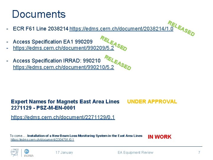 Documents RE L - ECR F 61 Line 2038214 https: //edms. cern. ch/document/2038214/1. 0