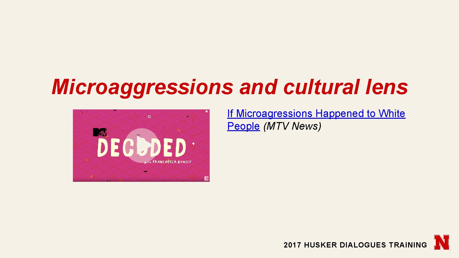 Microaggressions and cultural lens If Microagressions Happened to White People (MTV News) 2017 HUSKER