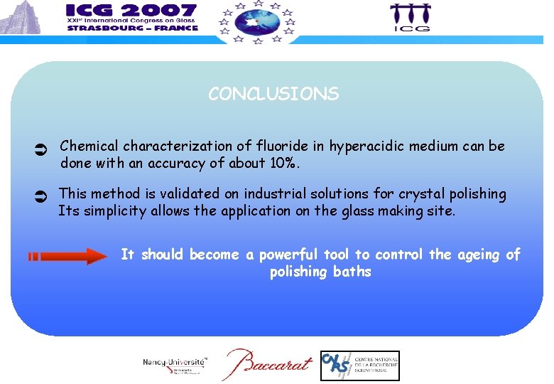 CONCLUSIONS Chemical characterization of fluoride in hyperacidic medium can be done with an accuracy CONCLUSIONS Chemical characterization of fluoride in hyperacidic medium can be done with an accuracy