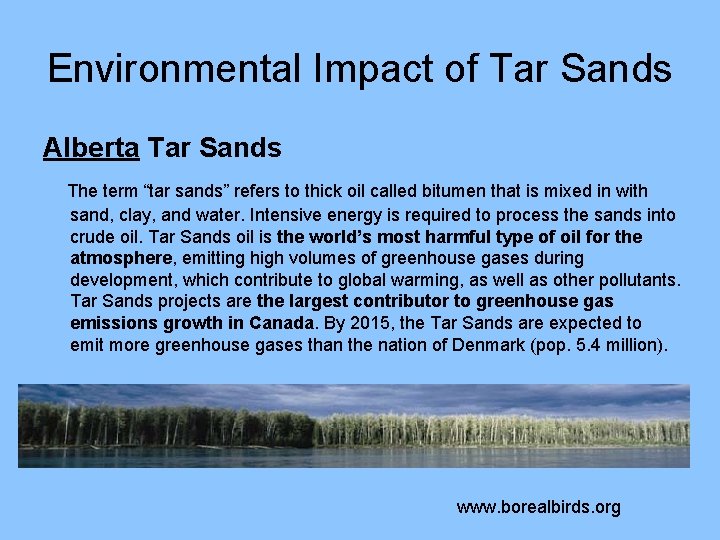 Environmental Impact of Tar Sands Alberta Tar Sands The term “tar sands” refers to