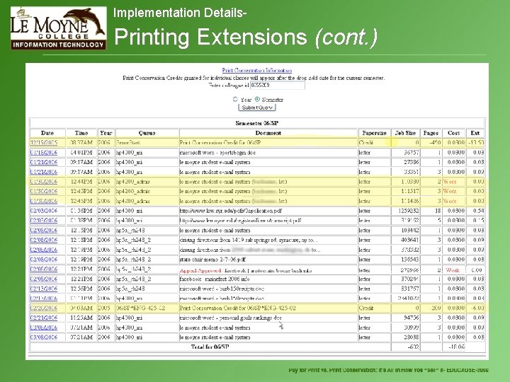  Implementation Details- Printing Extensions (cont. ) 