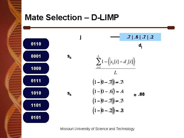 Mate Selection – D-LIMP j . 7 |. 6 |. 7 |. 2 0110