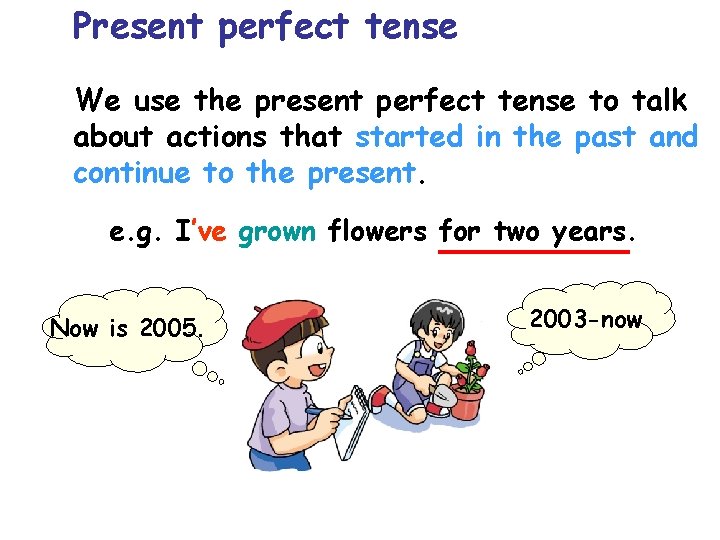Present perfect tense We use the present perfect tense to talk about actions that