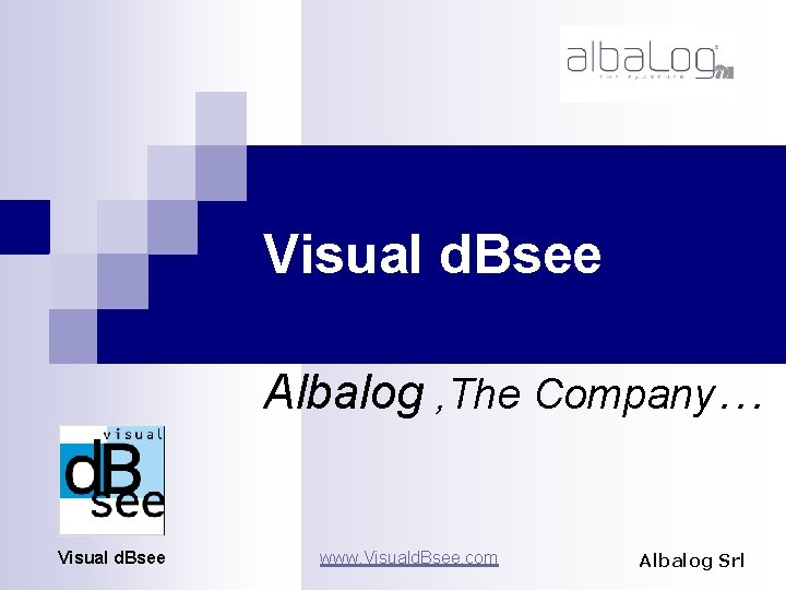 Visual d. Bsee Albalog , The Company… Visual d. Bsee www. Visuald. Bsee. com