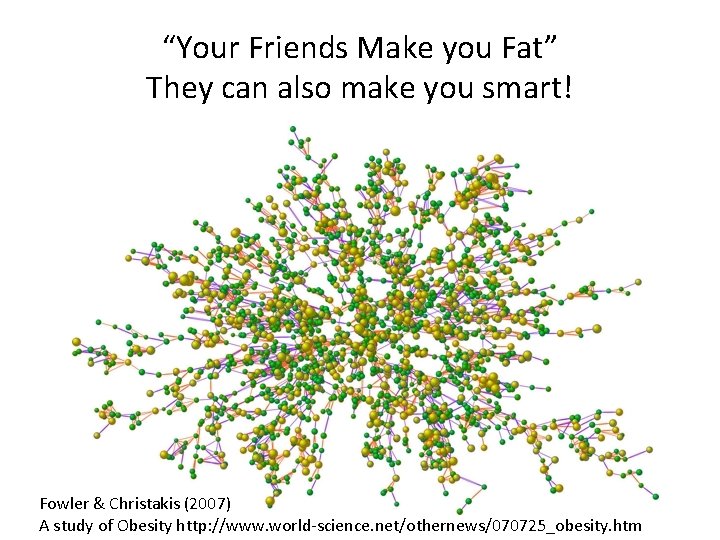 “Your Friends Make you Fat” They can also make you smart! Fowler & Christakis “Your Friends Make you Fat” They can also make you smart! Fowler & Christakis