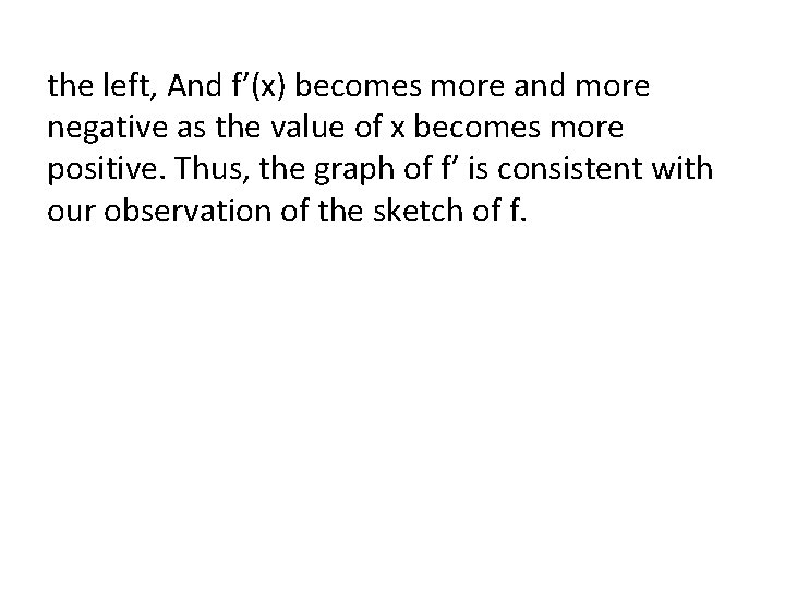 the left, And f’(x) becomes more and more negative as the value of x