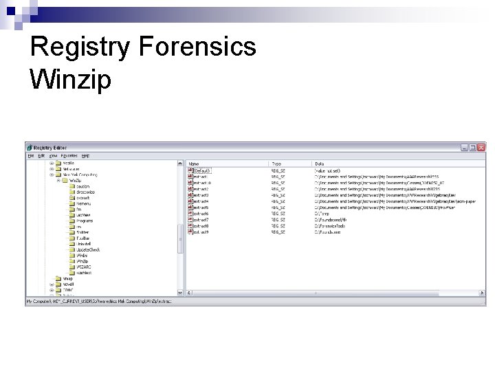 Registry Forensics Winzip 