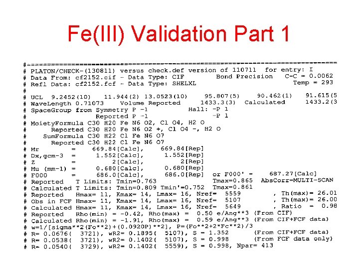 Fe(III) Validation Part 1 