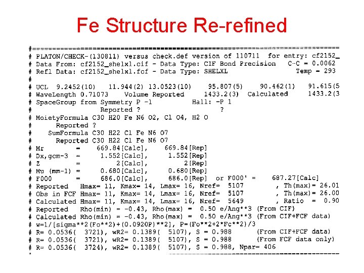 Fe Structure Re-refined 