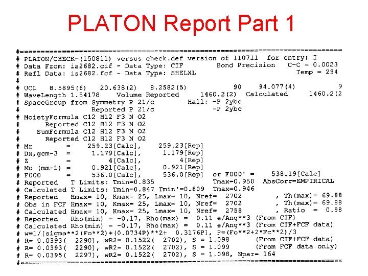 PLATON Report Part 1 