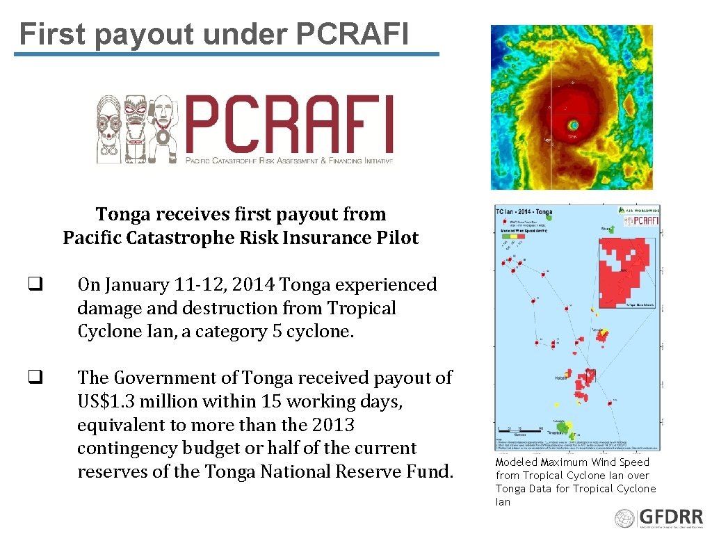 First payout under PCRAFI Tonga receives first payout from Pacific Catastrophe Risk Insurance Pilot