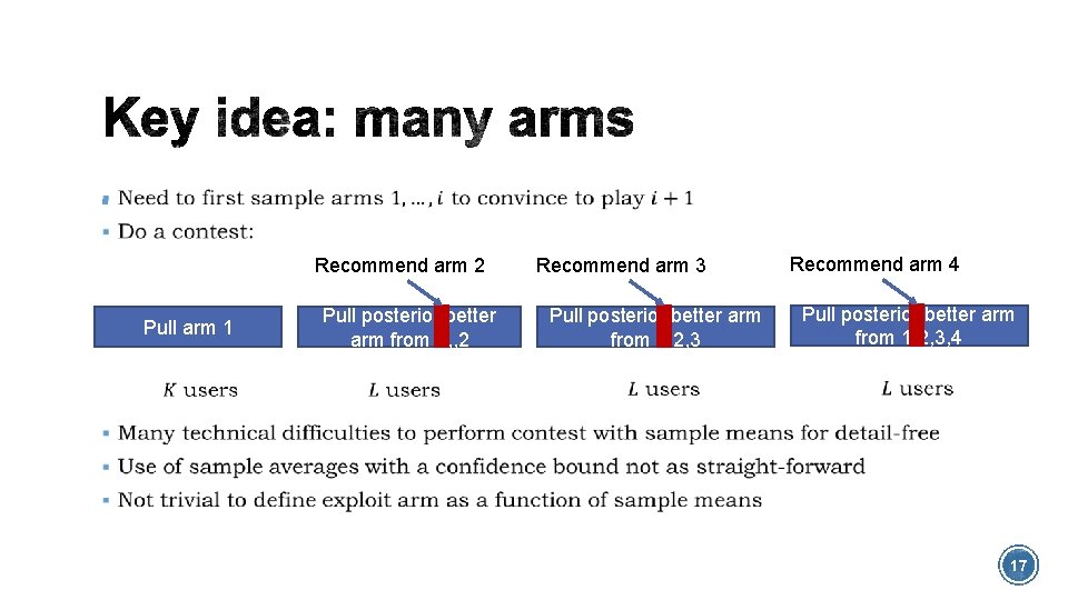 § Recommend arm 2 Pull arm 1 Pull posterior better arm from 1, ,