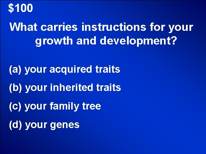 © Mark E. Damon - All Rights Reserved $100 What carries instructions for your