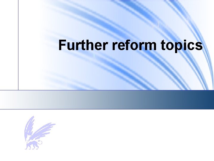 Further reform topics 