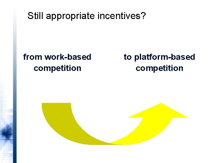 Still appropriate incentives? from work-based competition to platform-based competition 