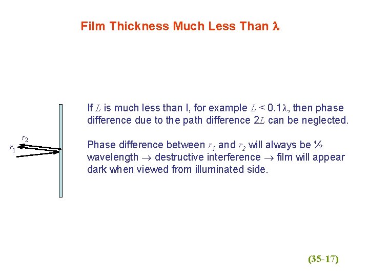 Film Thickness Much Less Than l If L is much less than l, for