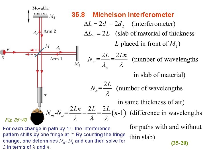 35. 8 Michelson Interferometer Fig. 35 -20 For each change in path by 1