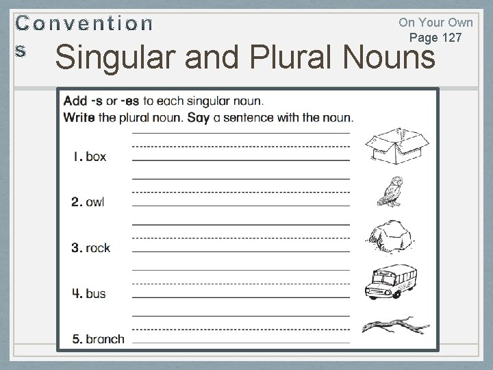 On Your Own Page 127 Singular and Plural Nouns 