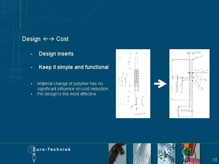 Design Cost - Design inserts - Keep it simple and functional • Material change