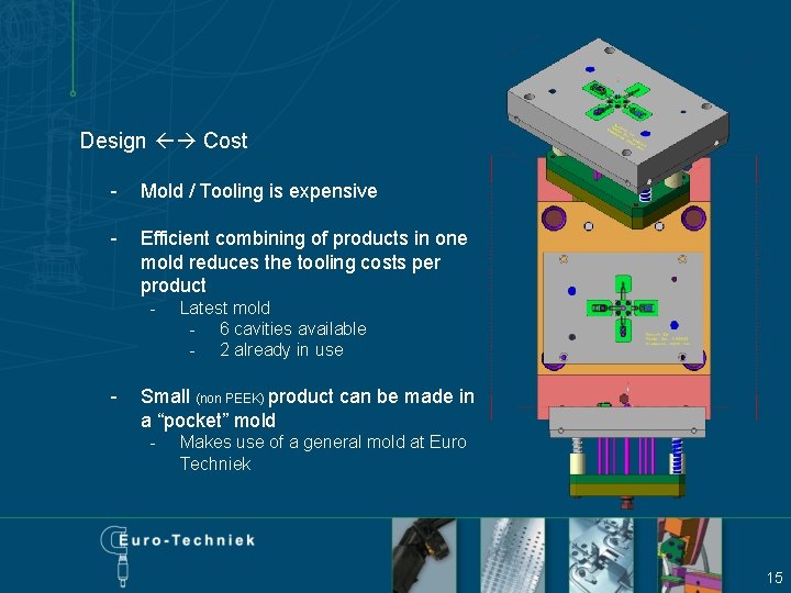 Design Cost - Mold / Tooling is expensive - Efficient combining of products in