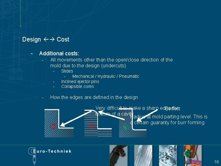 Design Cost Additional costs: - All movements other than the open/close direction of the