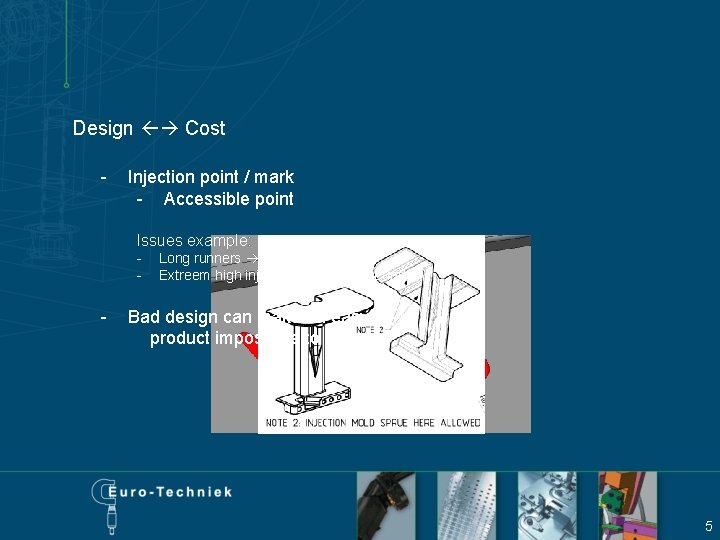 Design Cost - Injection point / mark - Accessible point Issues example: - -
