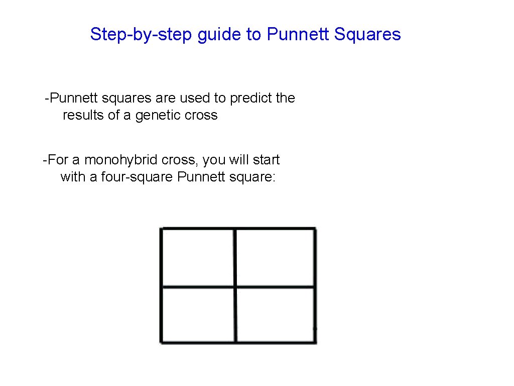 Step-by-step guide to Punnett Squares -Punnett squares are used to predict the results of