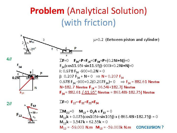Problem (Analytical Solution) (with friction) 2 =0. 2 (Between piston and cylinder) 3 4 Problem (Analytical Solution) (with friction) 2 =0. 2 (Between piston and cylinder) 3 4