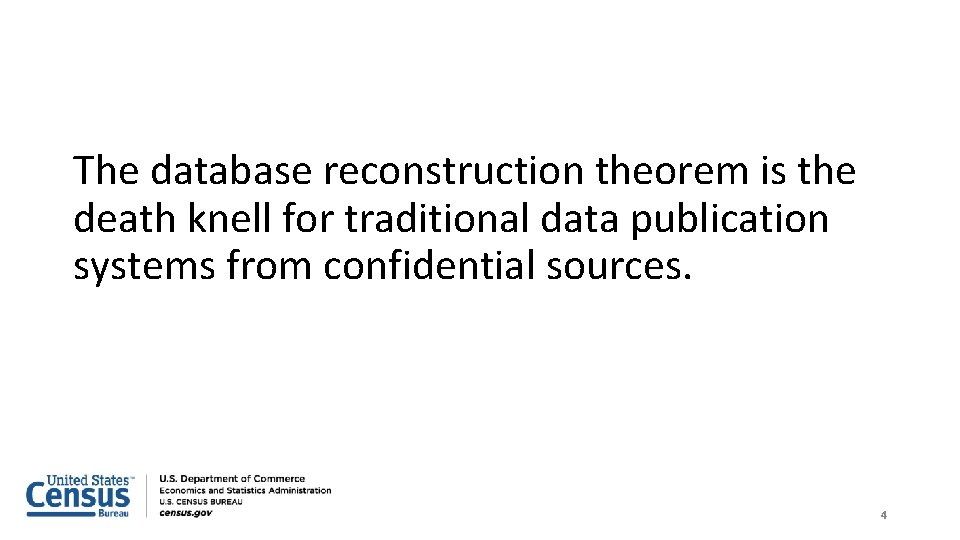 The database reconstruction theorem is the death knell for traditional data publication systems from