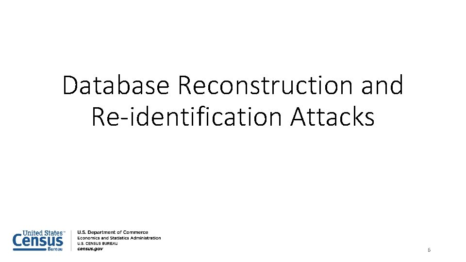 Database Reconstruction and Re-identification Attacks 6 
