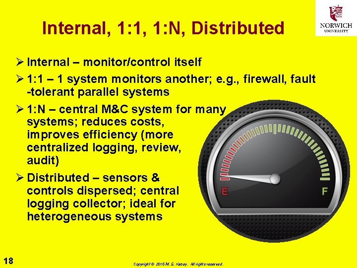 Internal, 1: 1, 1: N, Distributed Ø Internal – monitor/control itself Ø 1: 1