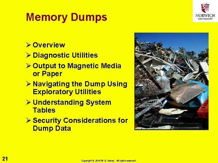 Memory Dumps Ø Overview Ø Diagnostic Utilities Ø Output to Magnetic Media or Paper