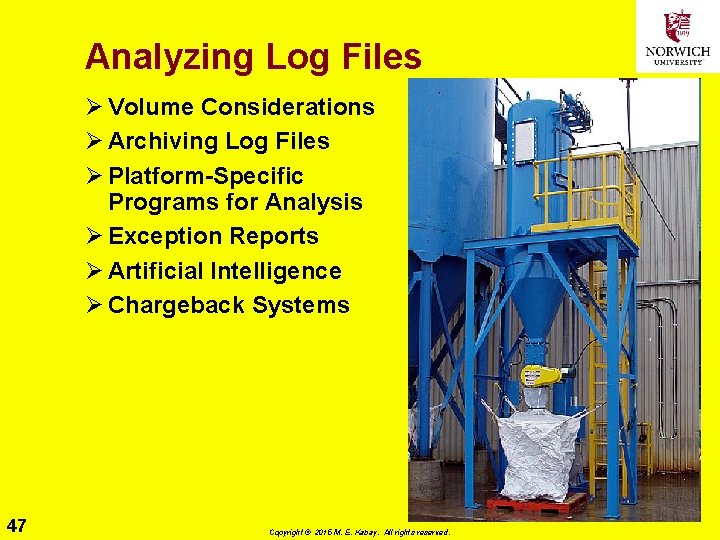 Analyzing Log Files Ø Volume Considerations Ø Archiving Log Files Ø Platform-Specific Programs for