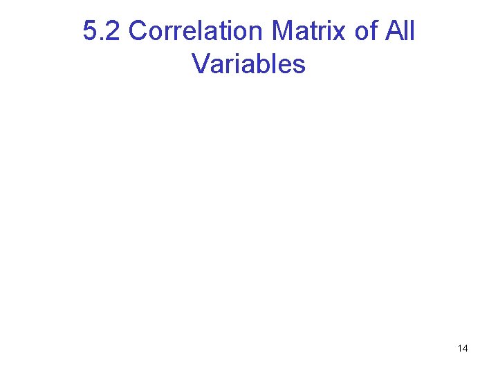 5. 2 Correlation Matrix of All Variables 14 