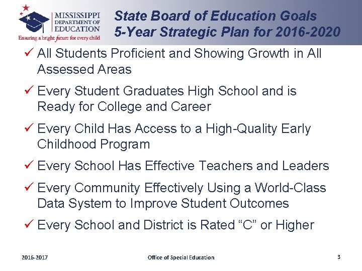 State Board of Education Goals 5 -Year Strategic Plan for 2016 -2020 ü All