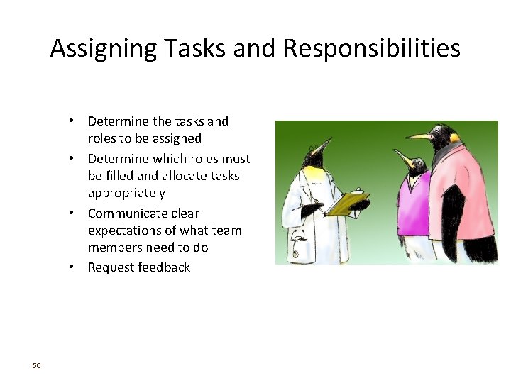 Assigning Tasks and Responsibilities • Determine the tasks and roles to be assigned •