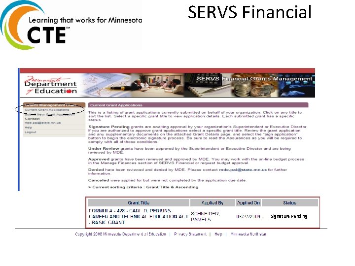 SERVS Financial Signature Pending 