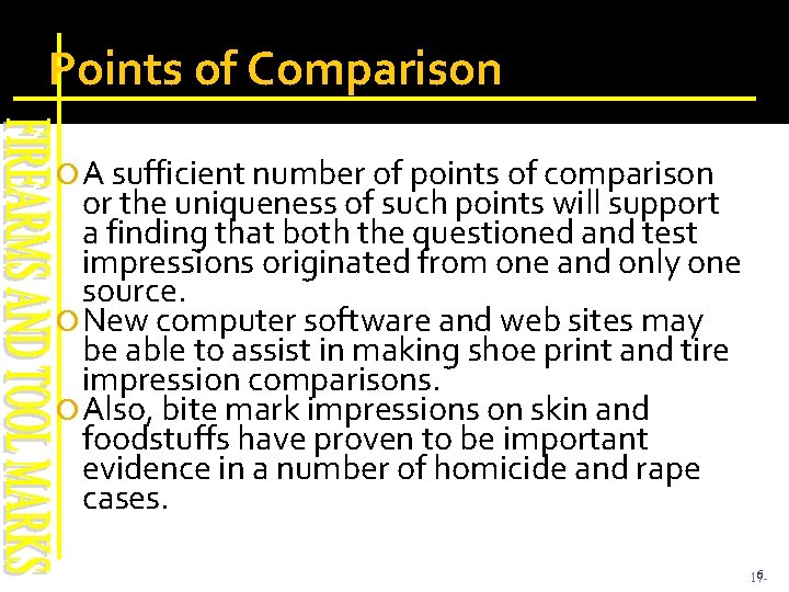 Points of Comparison A sufficient number of points of comparison or the uniqueness of