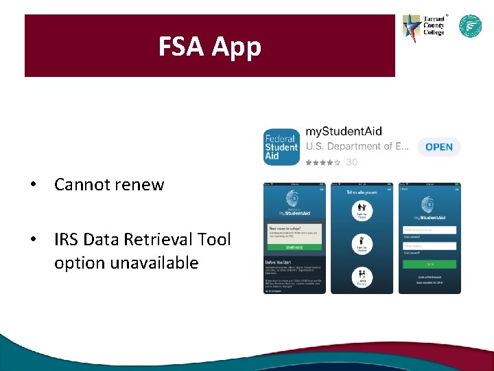 FSA App • Cannot renew • IRS Data Retrieval Tool option unavailable 