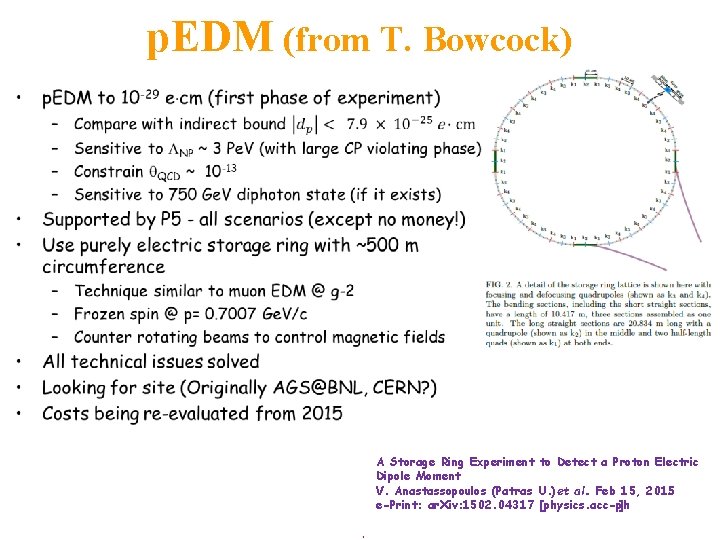 p. EDM (from T. Bowcock) • A Storage Ring Experiment to Detect a Proton